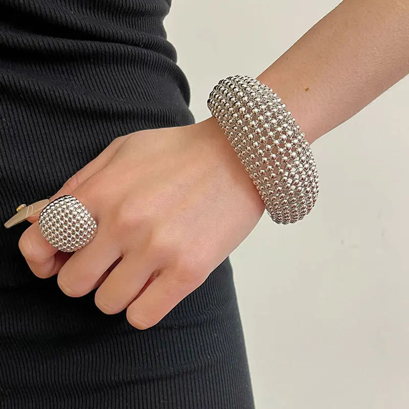 Statement Ball Beaded Open Bracelet Bangle
