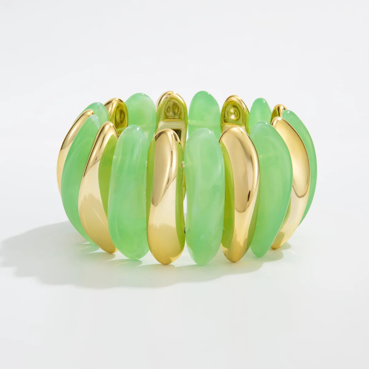 Geometric Wide Chunky Resin Elastic Bangle Bracelets