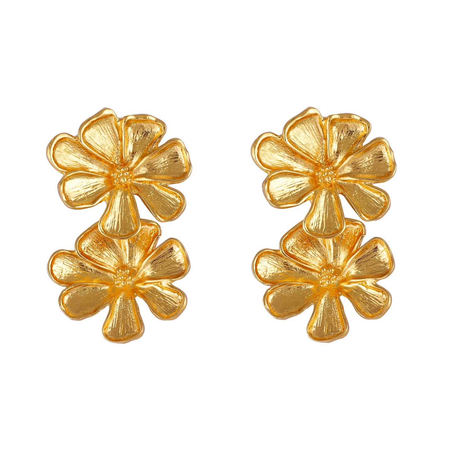 Statement Double Layer Flower Dangle Earrings
