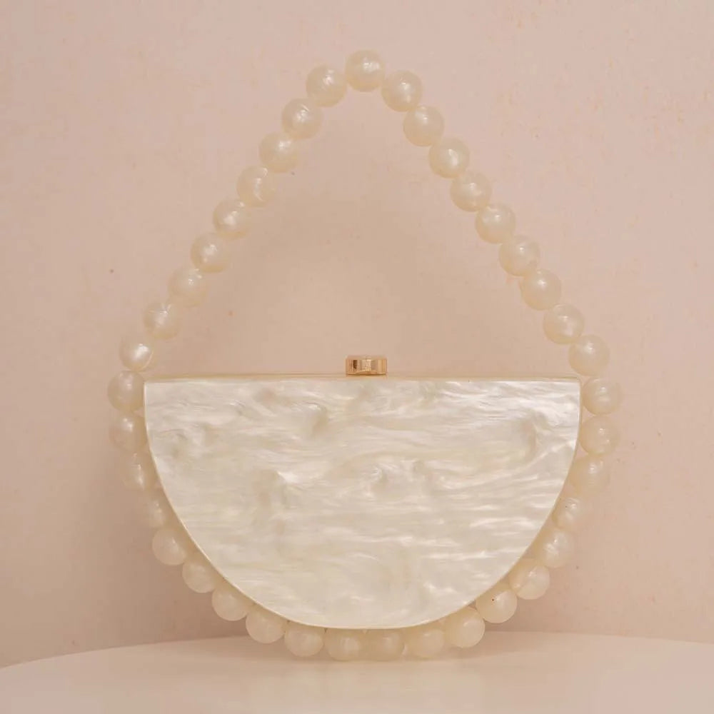 Half Moon Resin & Acrylic Beaded Handbag