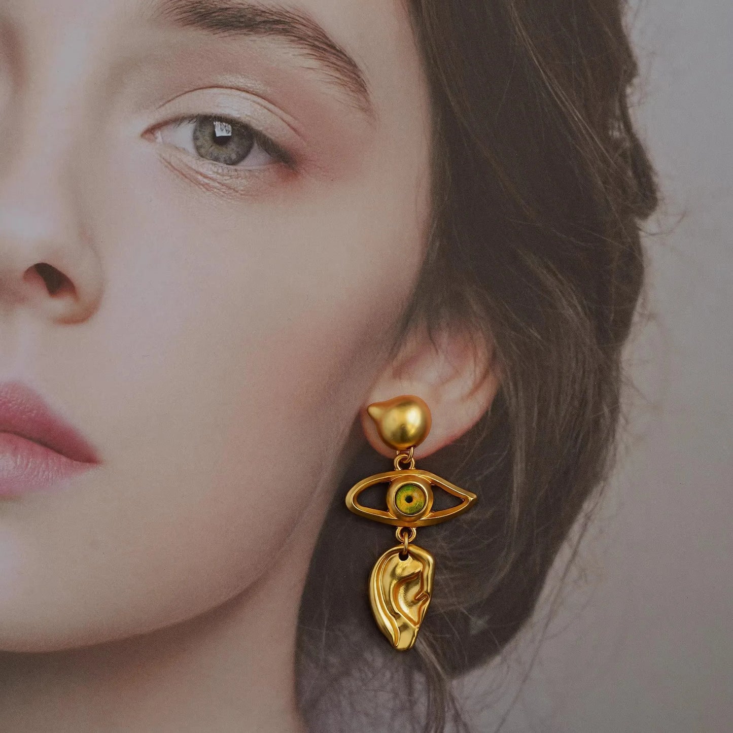 Eye Ear Mouth Asymmetric Vintage Earrings
