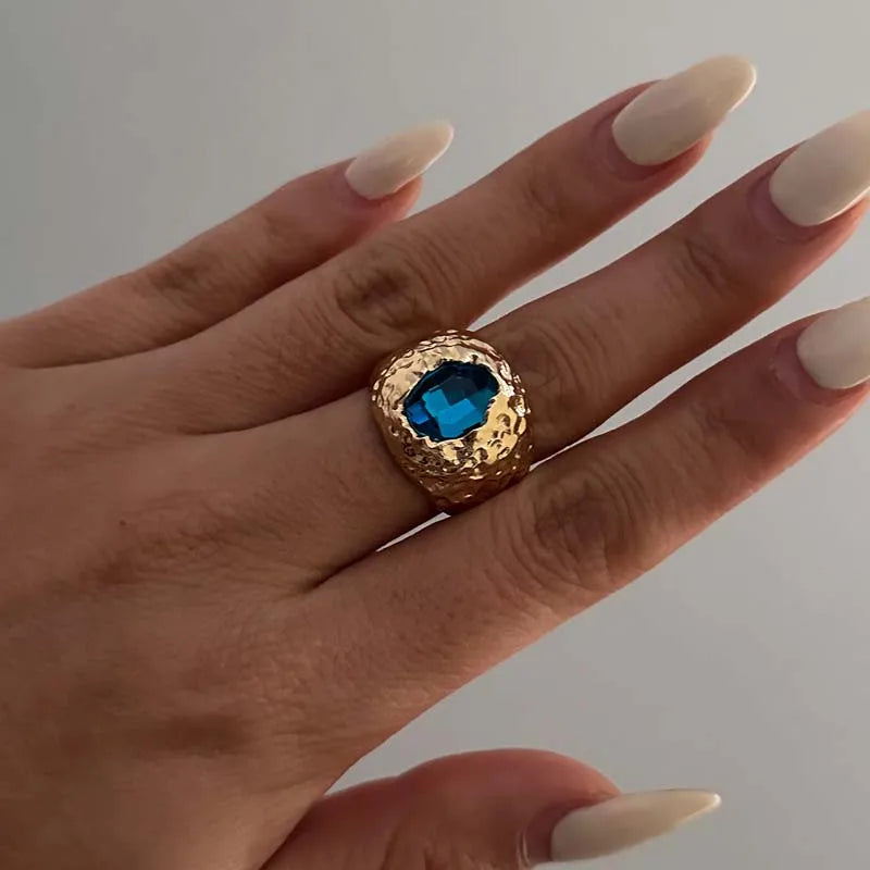 Gold Plated Colorful Zircon Open Rings