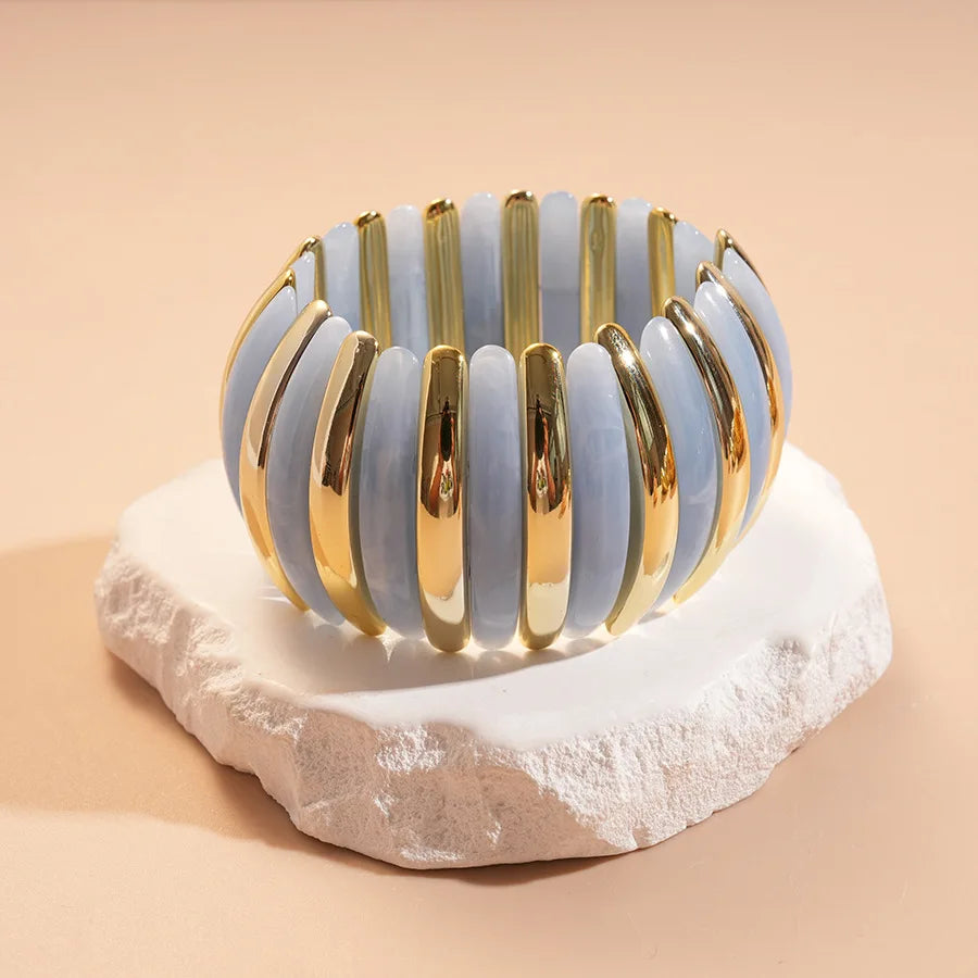 Statement Resin Beaded Elastic Wide Bangles