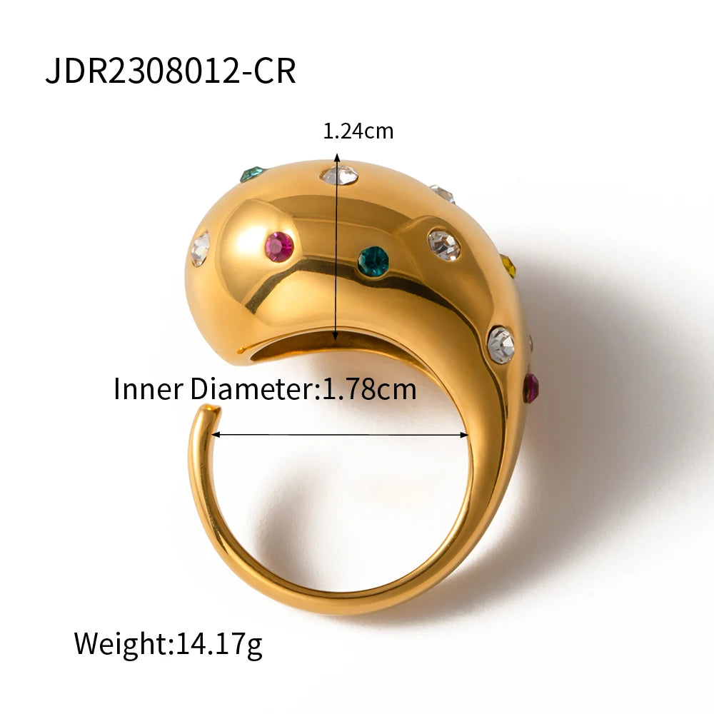 18K Gold Plated Chunky Studded Ring