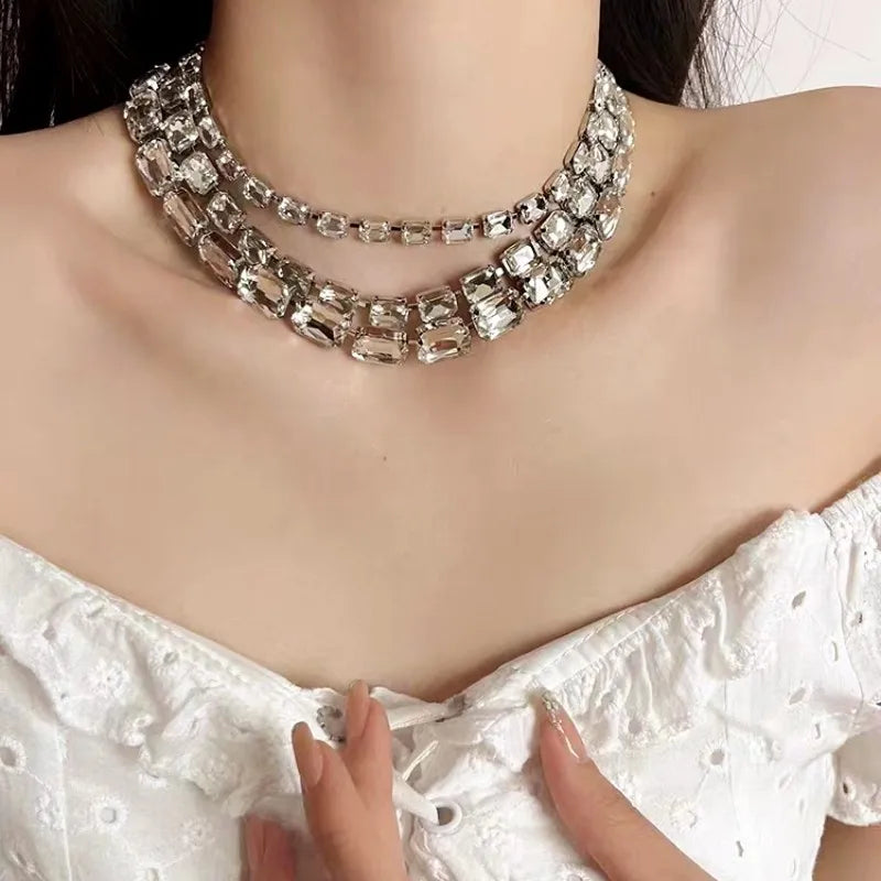 Triple Rhinestone Choker Necklace