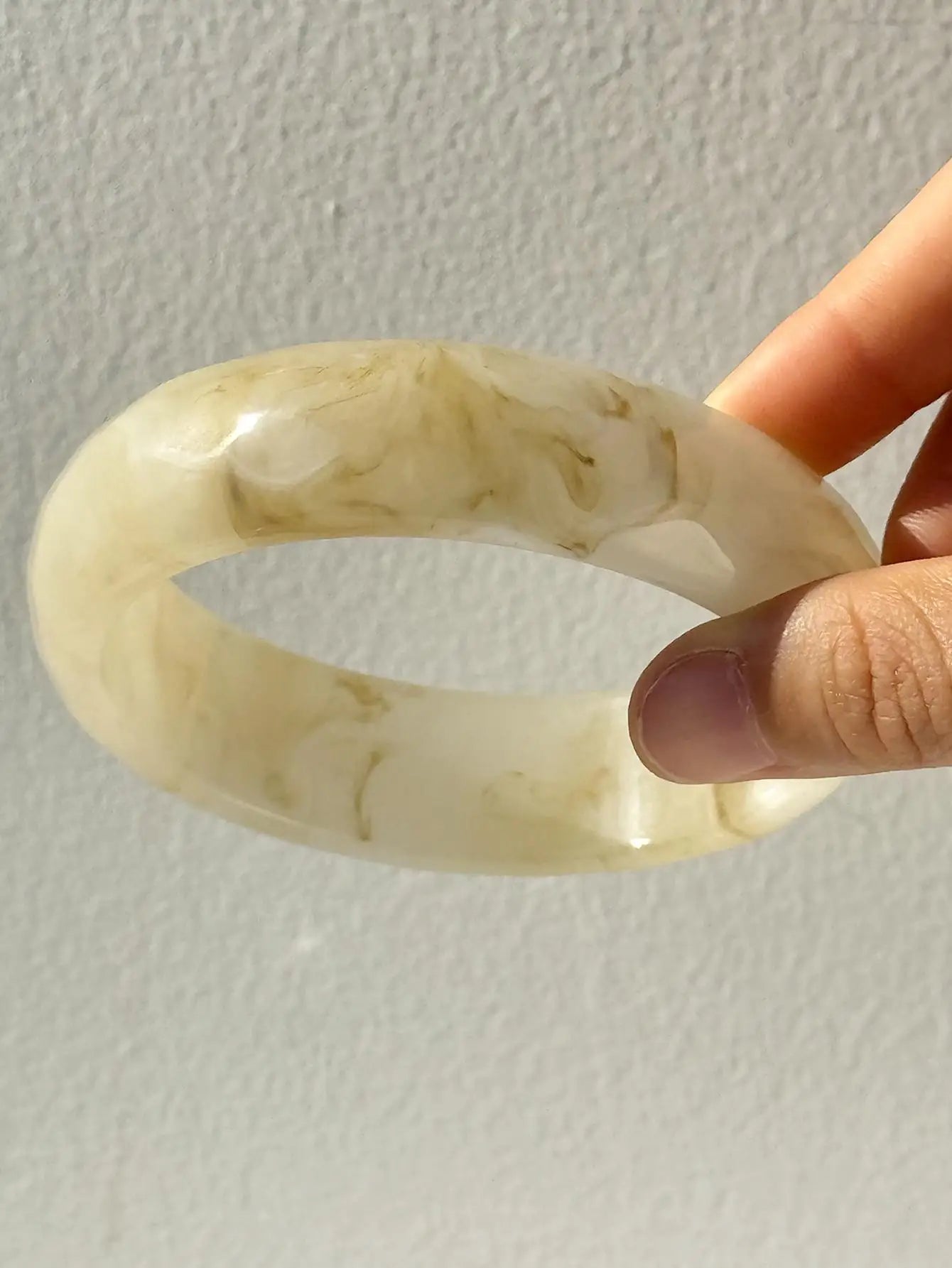 Chunky Exaggerated Irregular Square Round Yellow White Texture Silver Plated Resin Bracelets