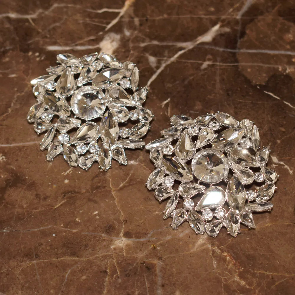 Rhinestone Flowers Dangle Earrings