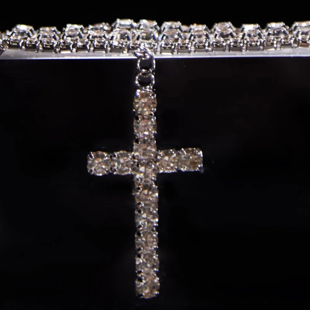 Rhinestone Cross Choker Necklace