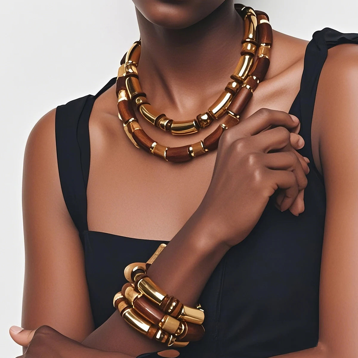 Wood Beaded Bracelet & Necklace Sets