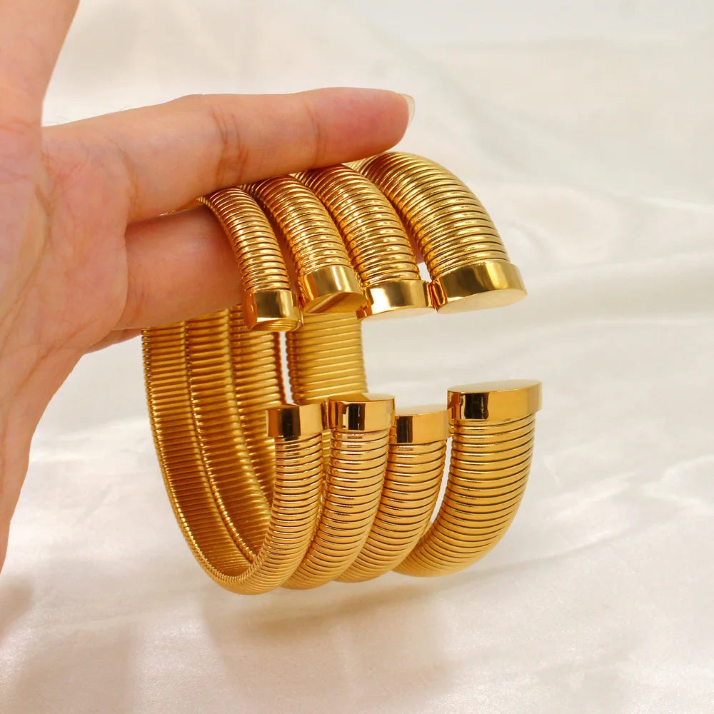 Gold Plated Textured Stainless Steel Cuff