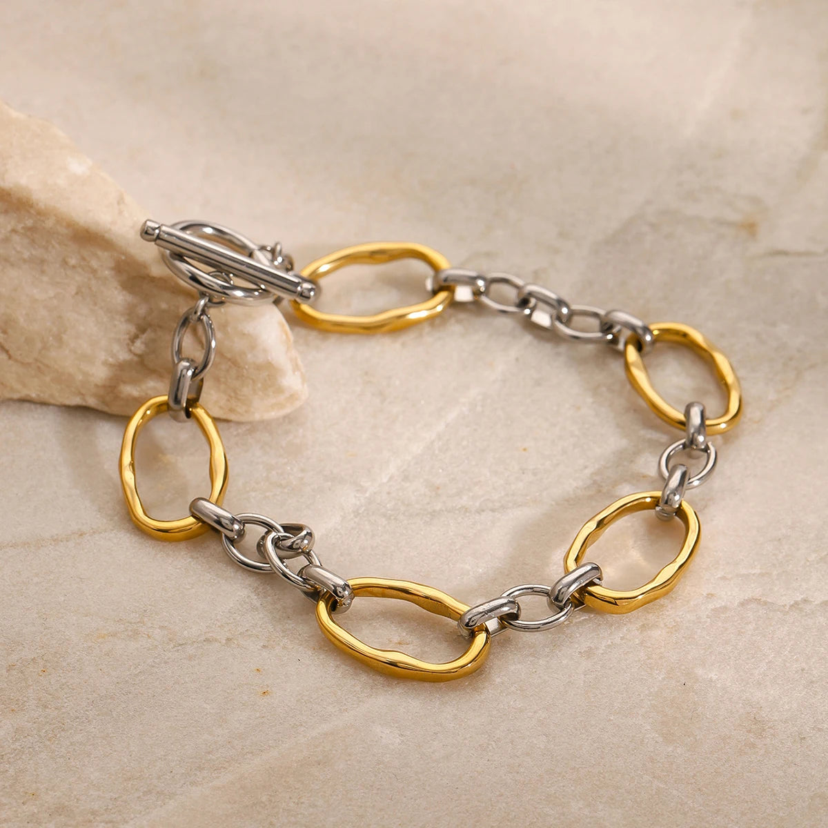 Minimalist Chain Bracelet Stackable 18k Gold Plated