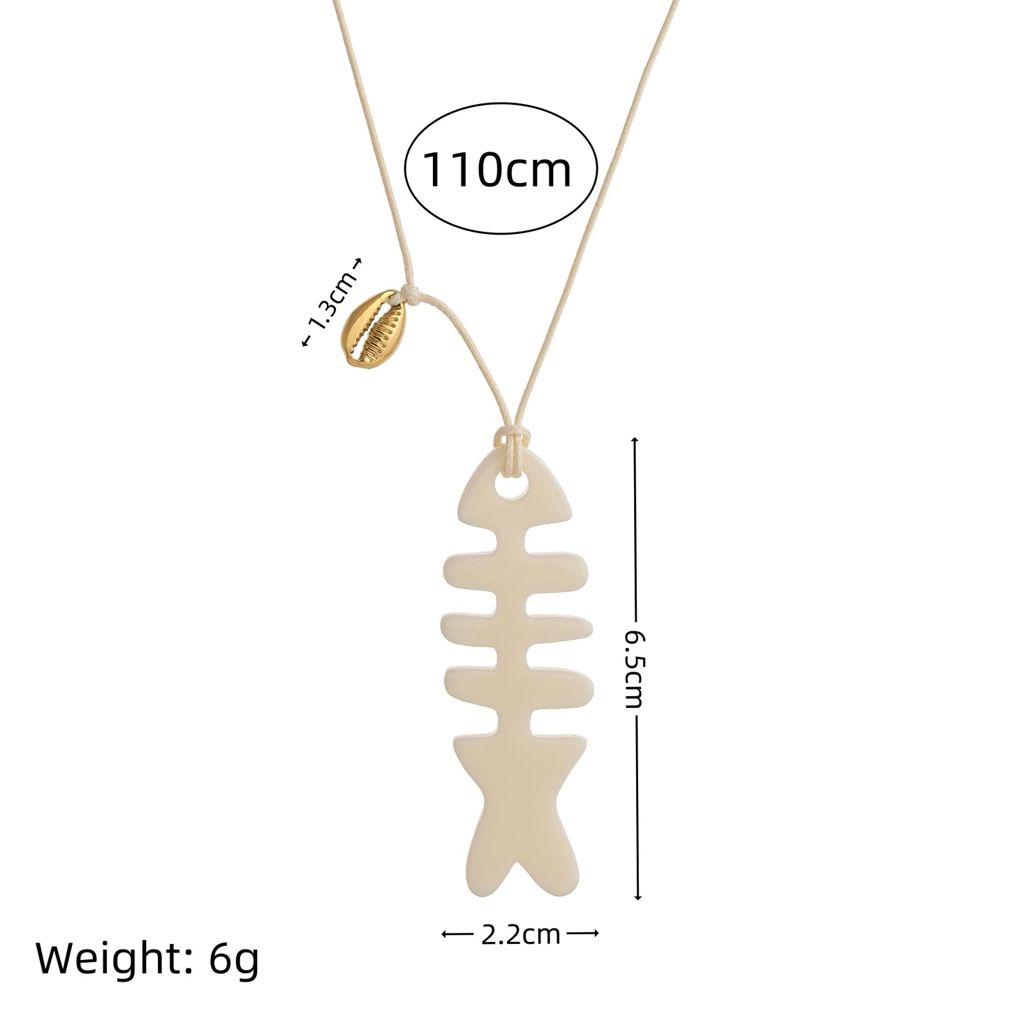 Fishbone Sardine Cord Necklace