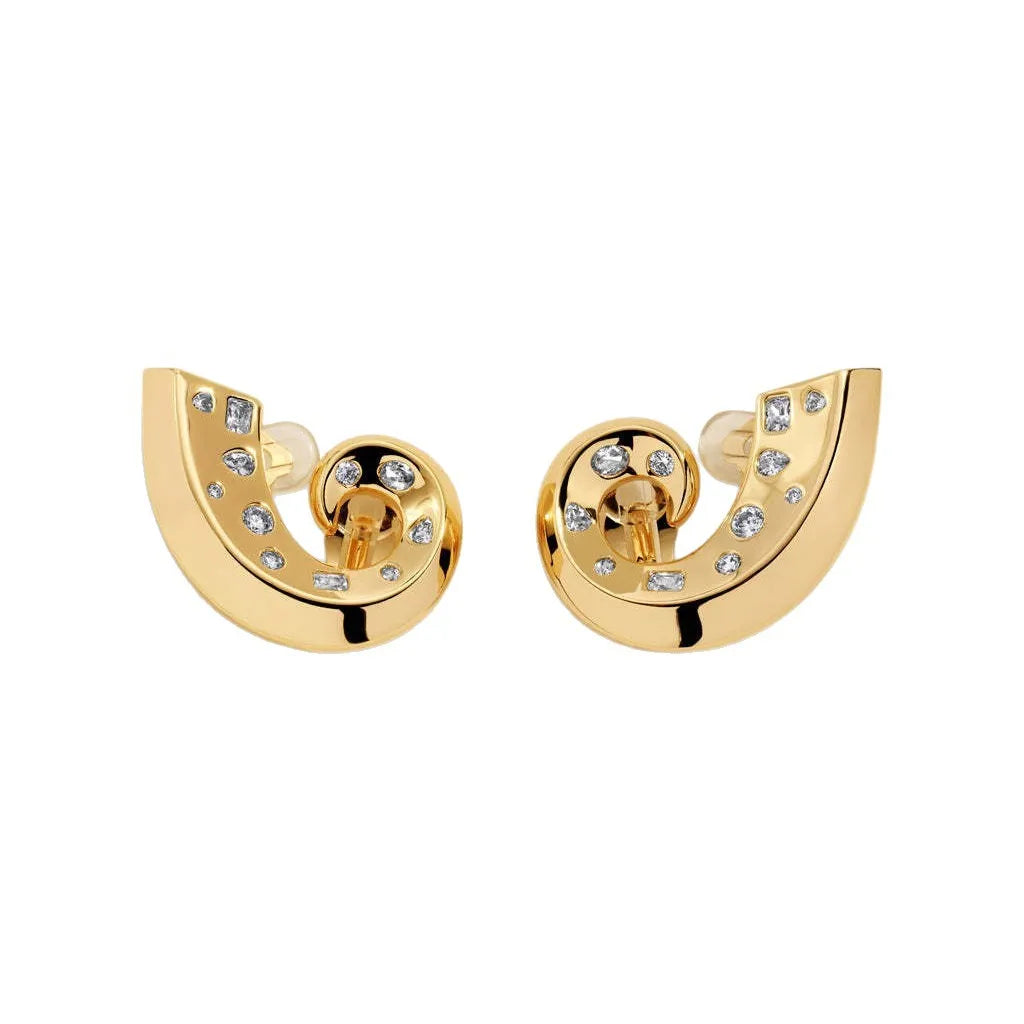 Conch Spiral Rhinestone Stud Earrings