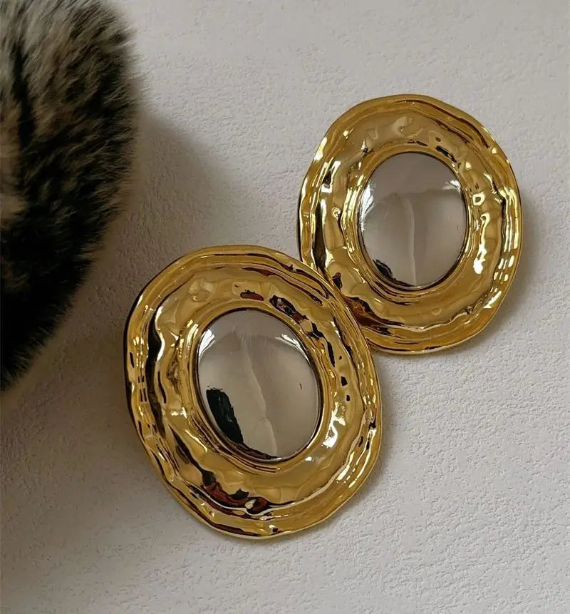 Contrast Round Large Earrings