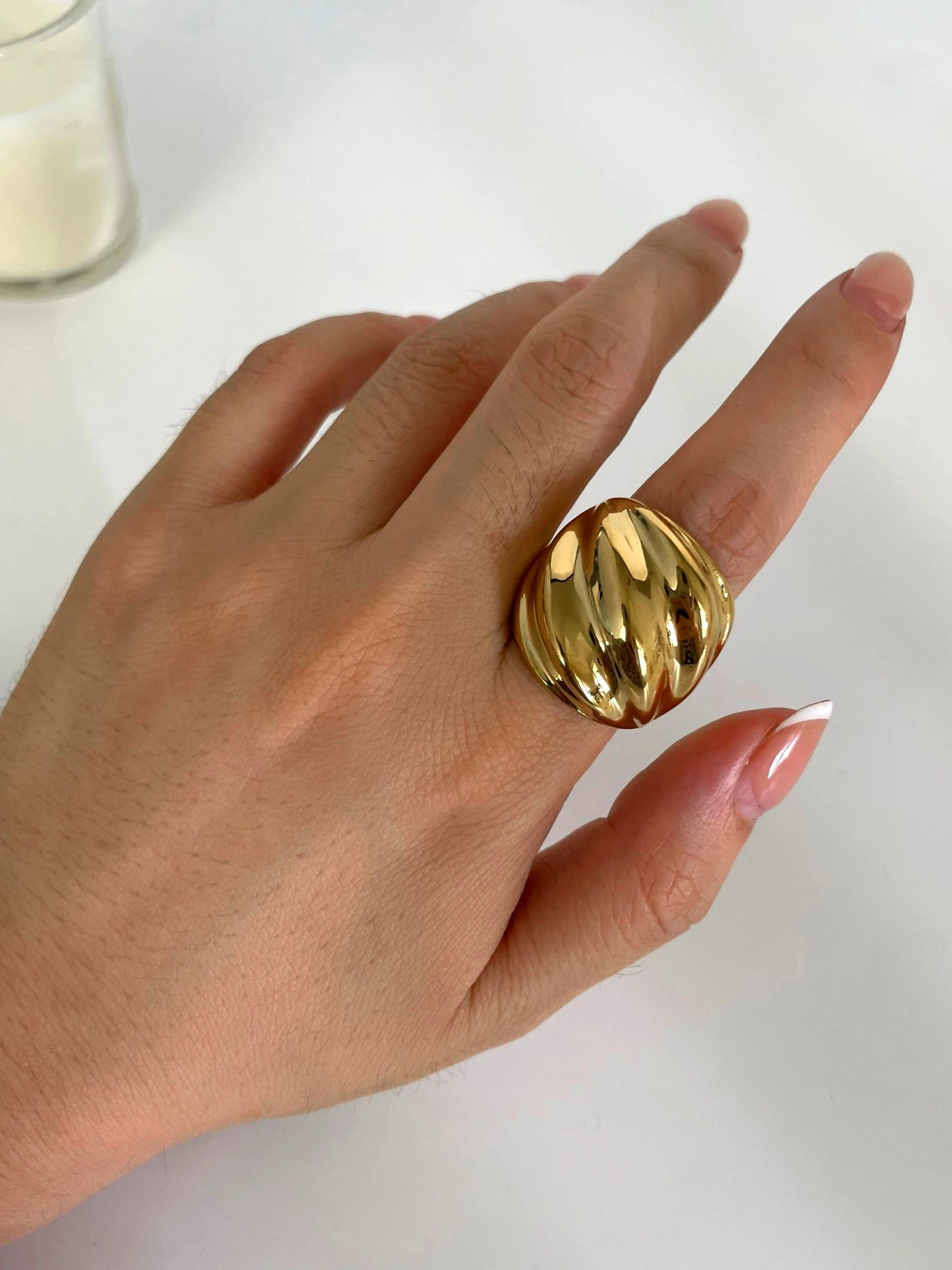 Wave Chunky Dome Wide Rings