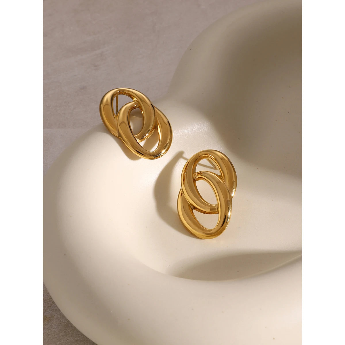 18K Gold Plated Double Circle Earrings