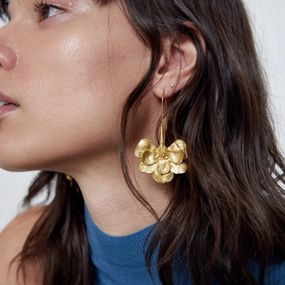 Long Drop Flower Earrings