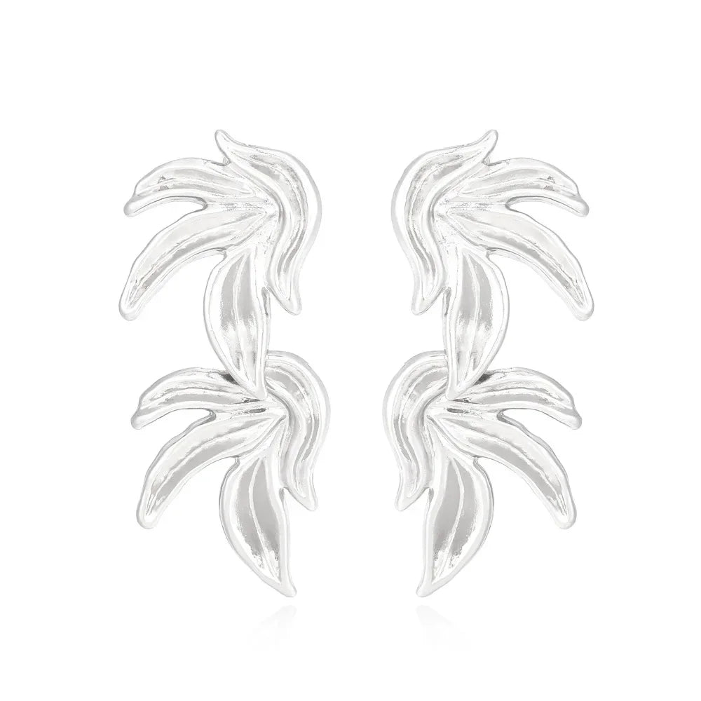Statement Double Leaf Earrings