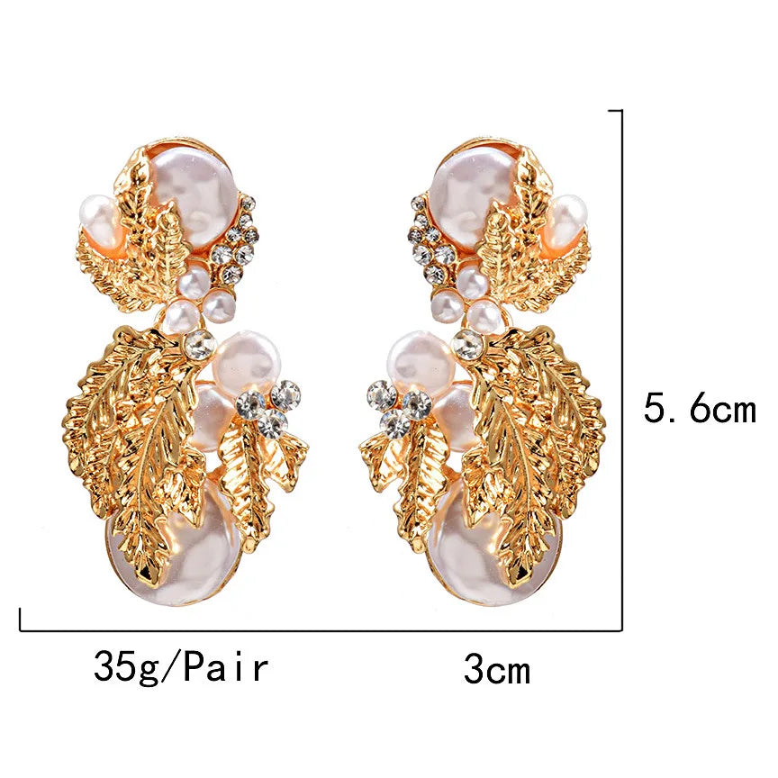 Baroque Leaf Pearl Earrings