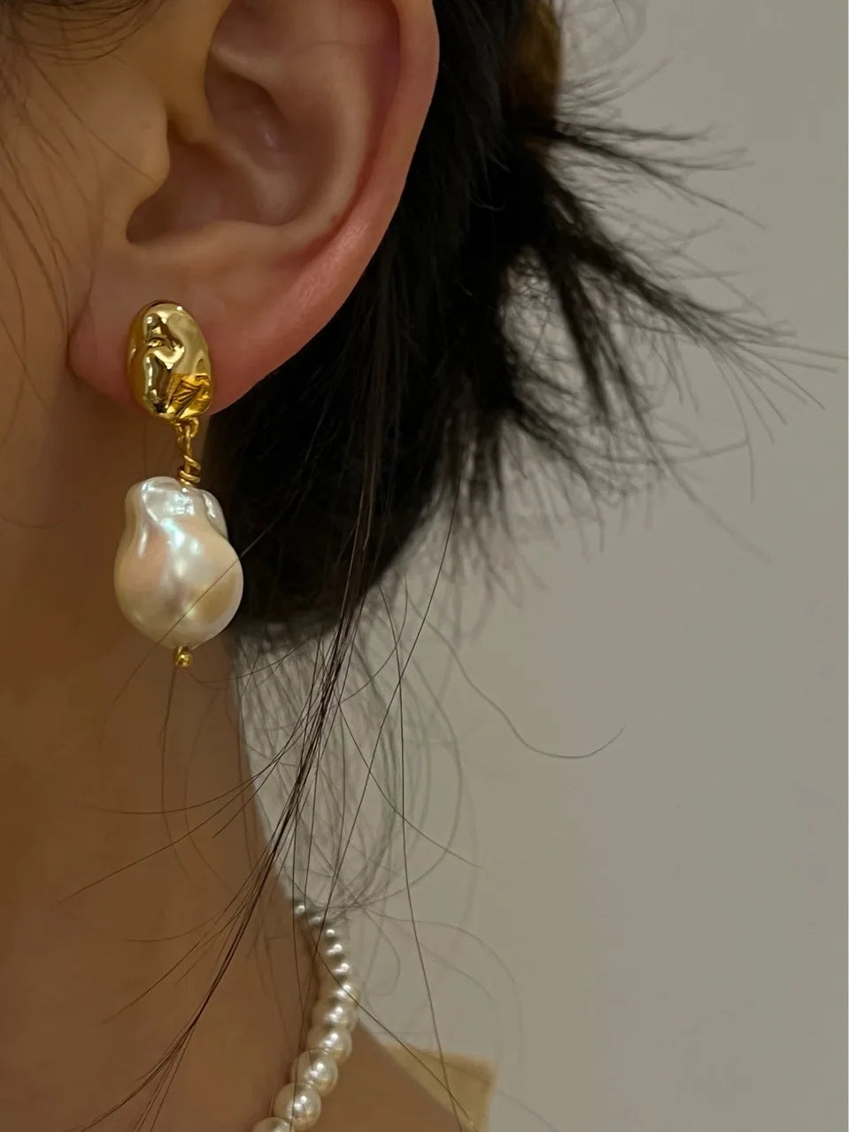 Baroque Pearl Pendant Earrings