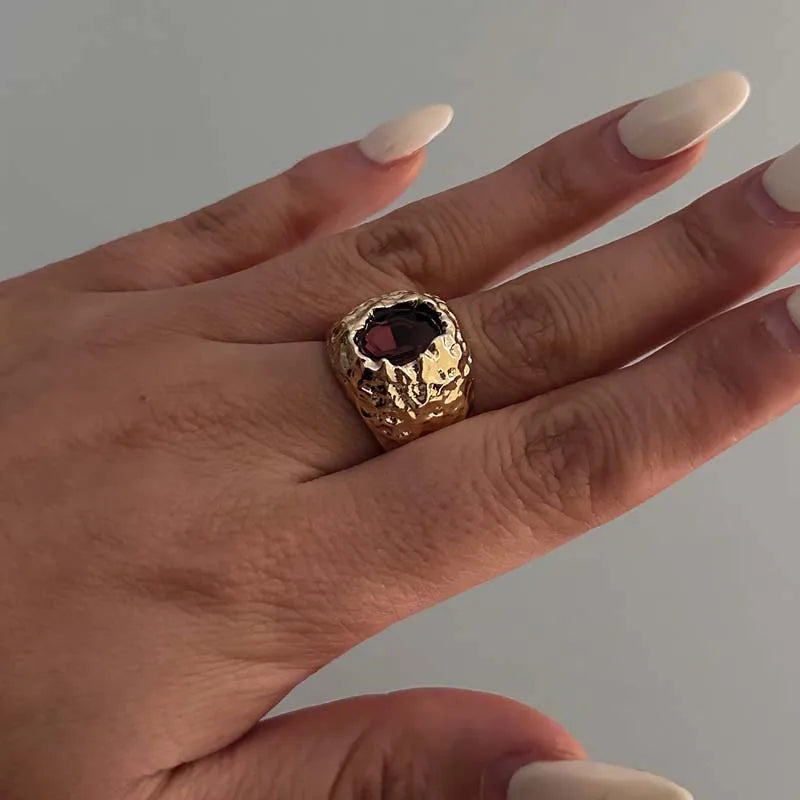 Gold Plated Colorful Zircon Open Rings