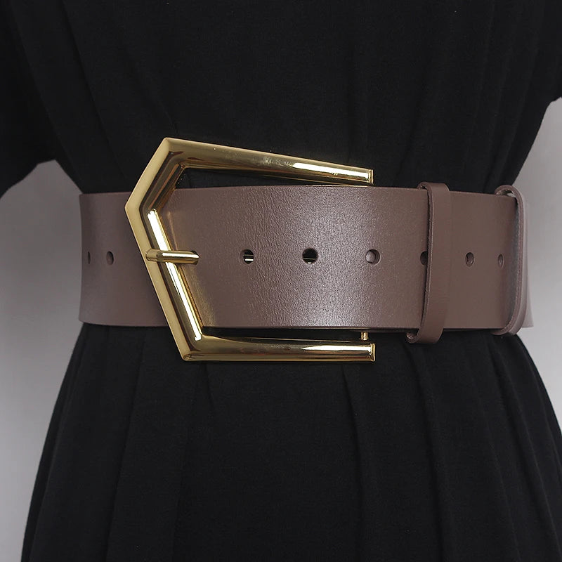 Statement Geometric Buckle Wide Belt