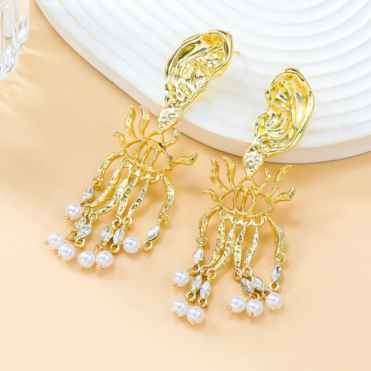 Statement Surrealist Chunky Earrings Baroque Style