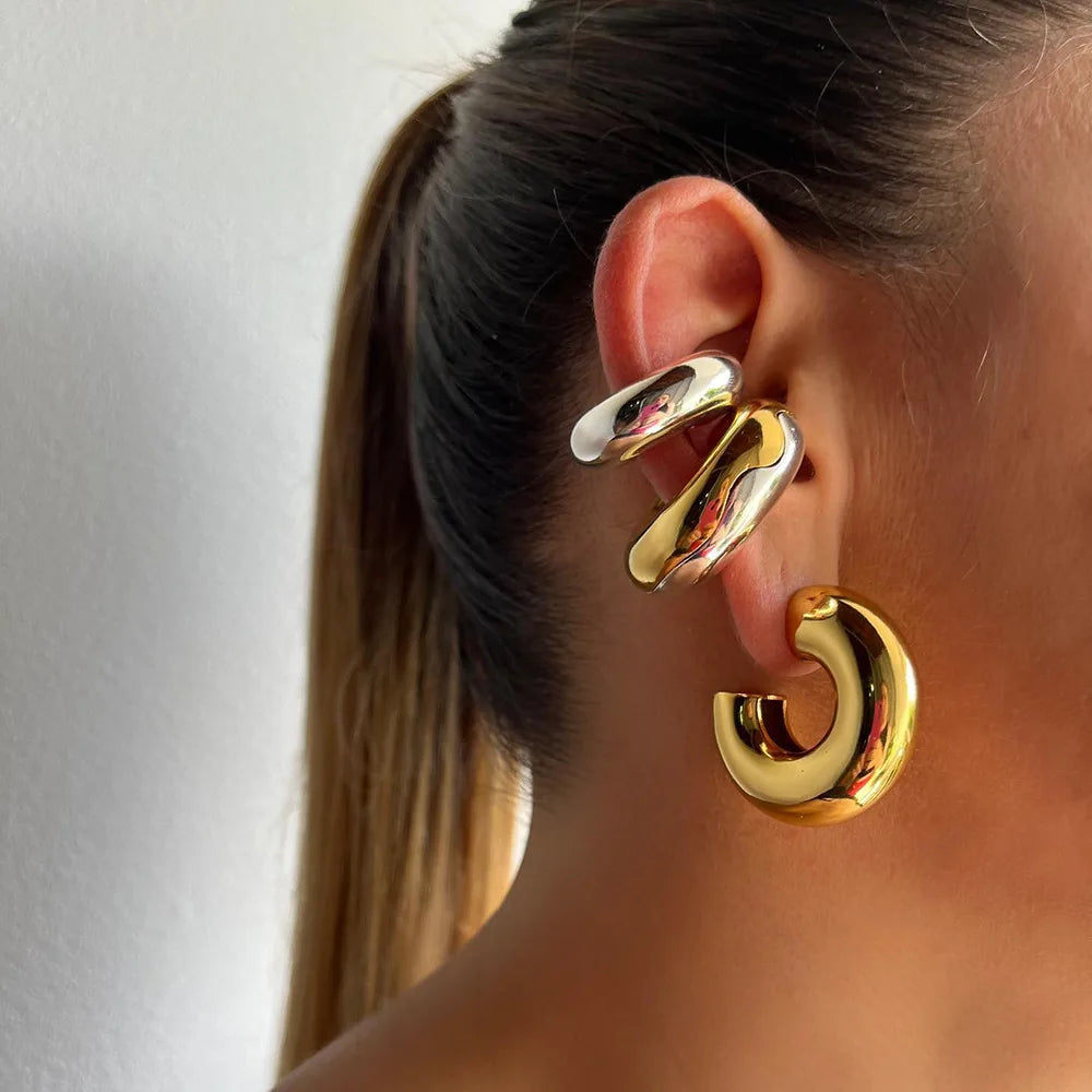 18K Gold Plated Chunky Ear Cuffs