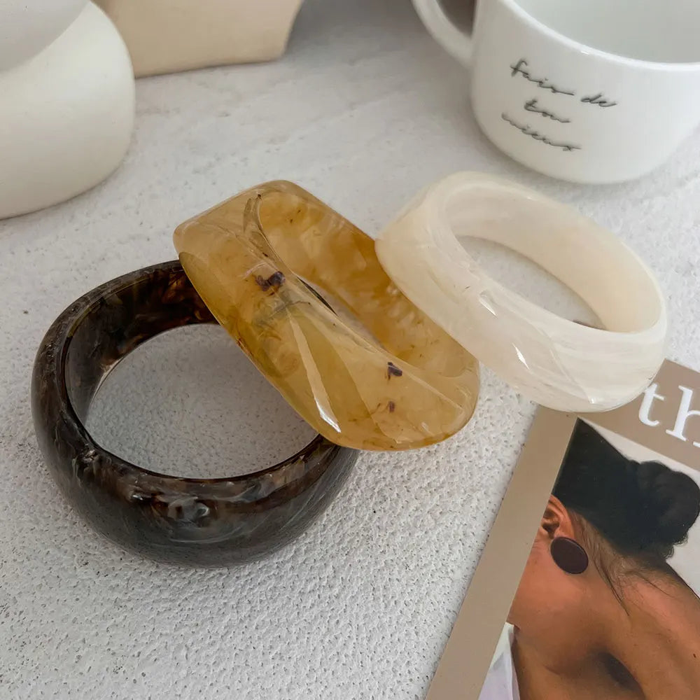 Chunky Geometric Thick Resin Acrylic Bangle Bracelet