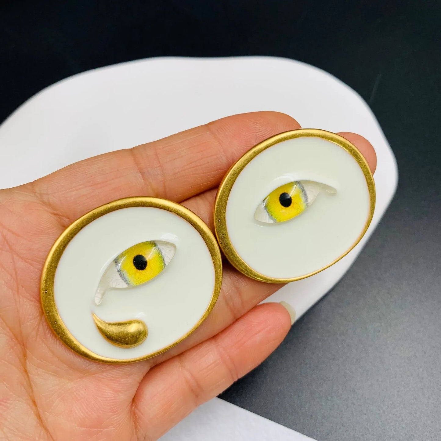 Vintage Baroque Style Devil's Eye Stud Earrings