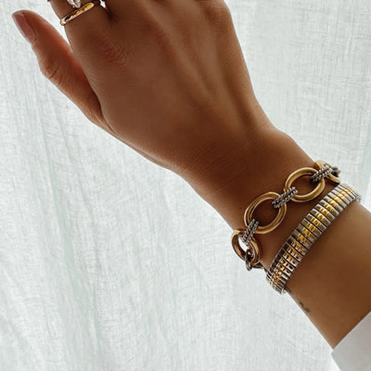 Minimalist Chain Bracelet Stackable 18k Gold Plated