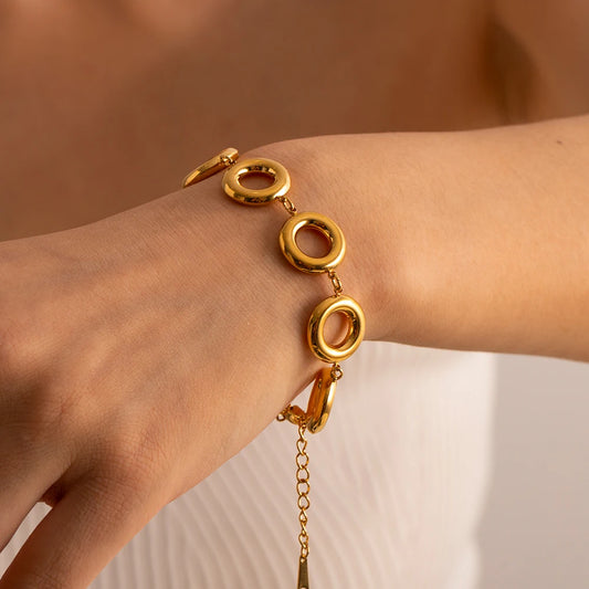 18k Gold Plated Stainless Steel Glossy Circle Bracelet