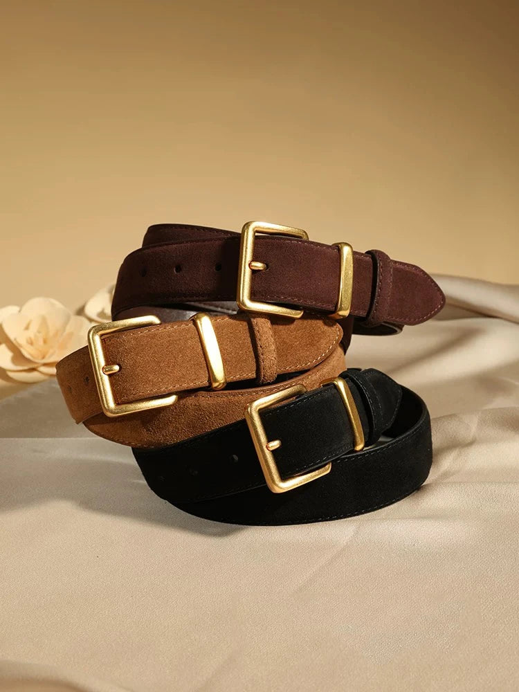 Luxury Suede Cowhide Leather Belt