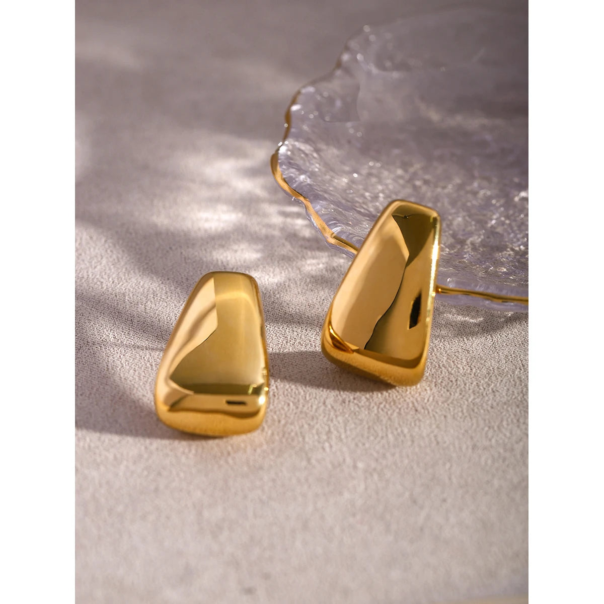 Minimalist Square Stainless Steel Earrings 18K Gold Plated