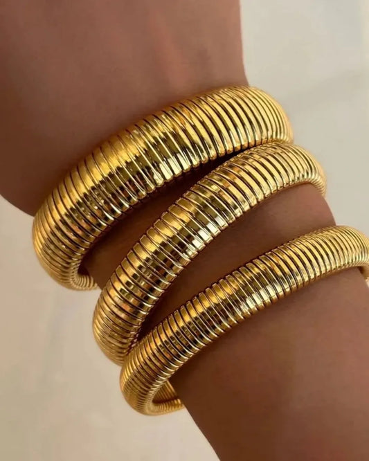 Texture Flex Snake Chain Cuff Bracelet