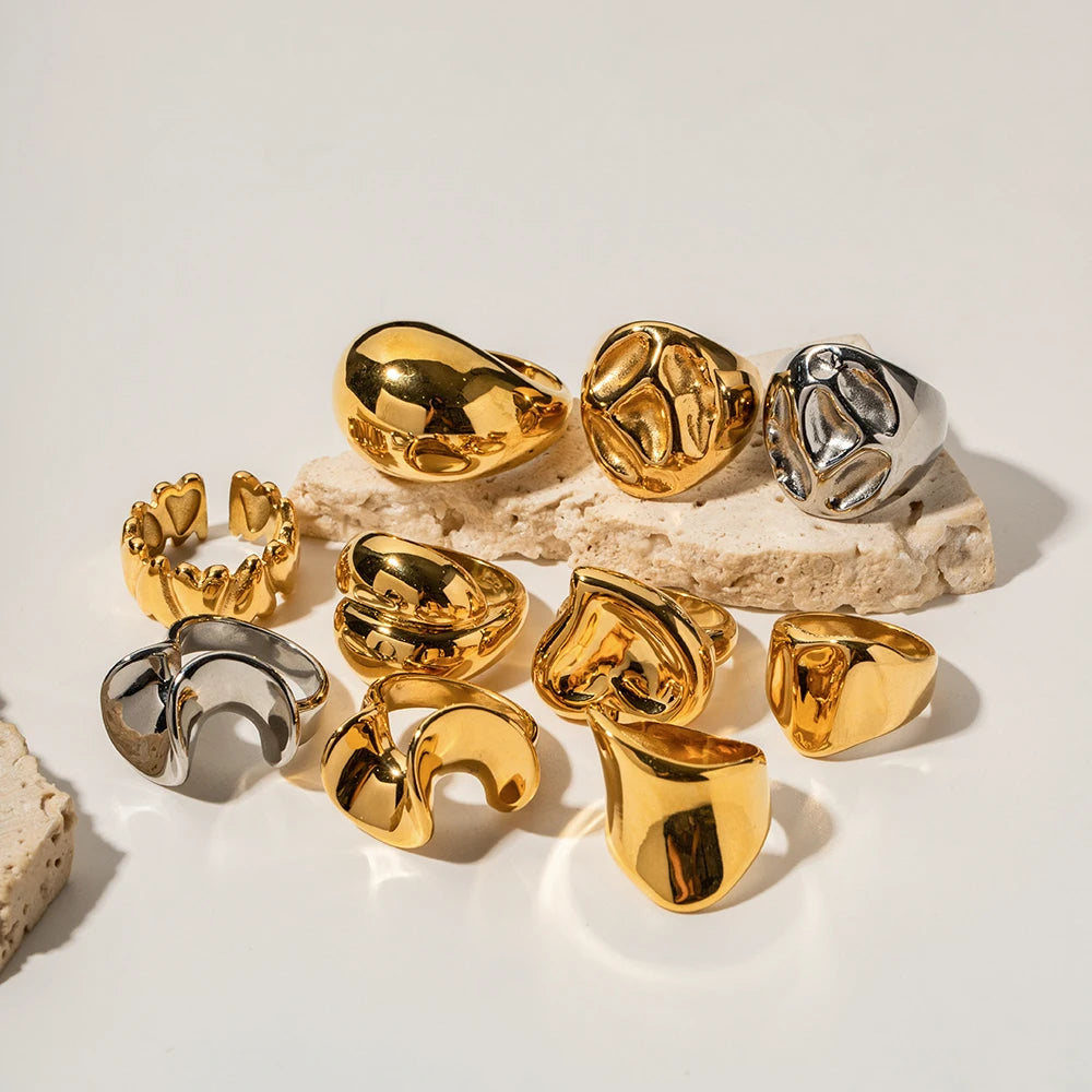 18K Gold Plated Statement Rings