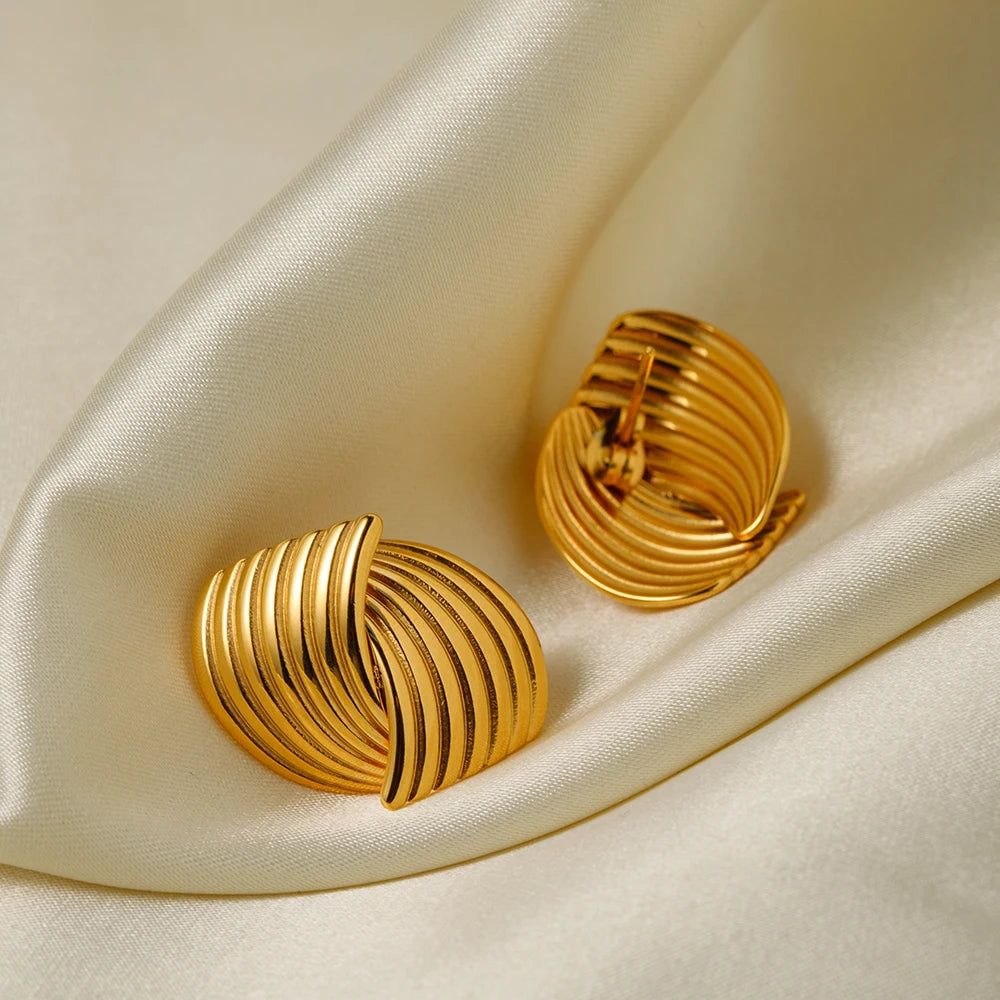 Aureum collective Stainless Steel Vienna Gold Textured Earrings l 18K Gold Plated