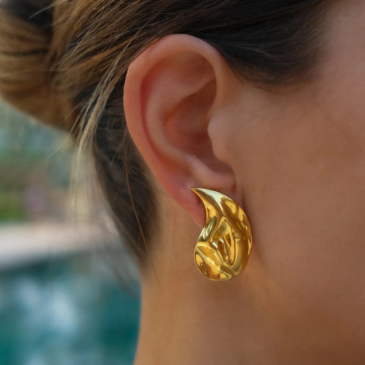 Textured Metal Stud Earrings