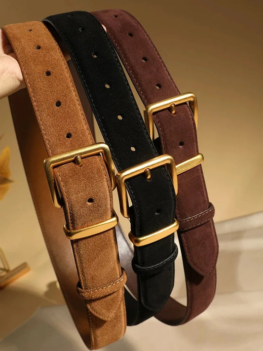 Luxury Suede Cowhide Leather Belt