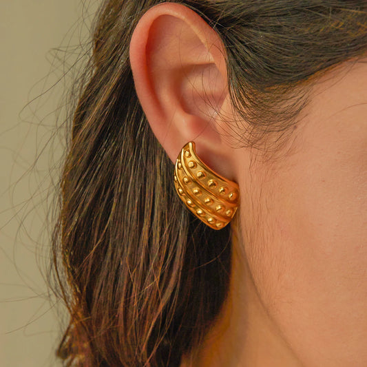 18k Gold Plated Stainless Steel Punk Rivet Earrings