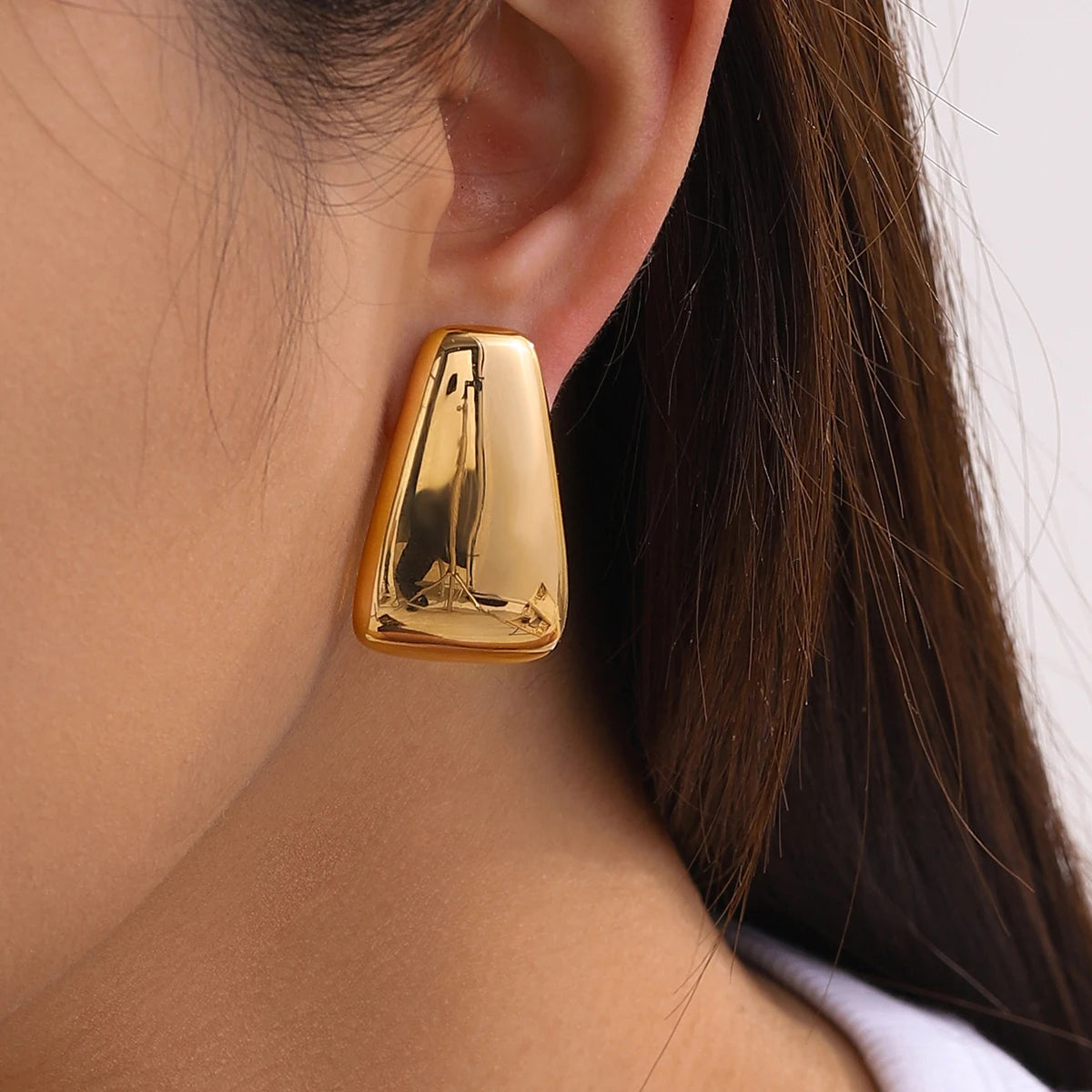 Minimalist Square Stainless Steel Earrings 18K Gold Plated