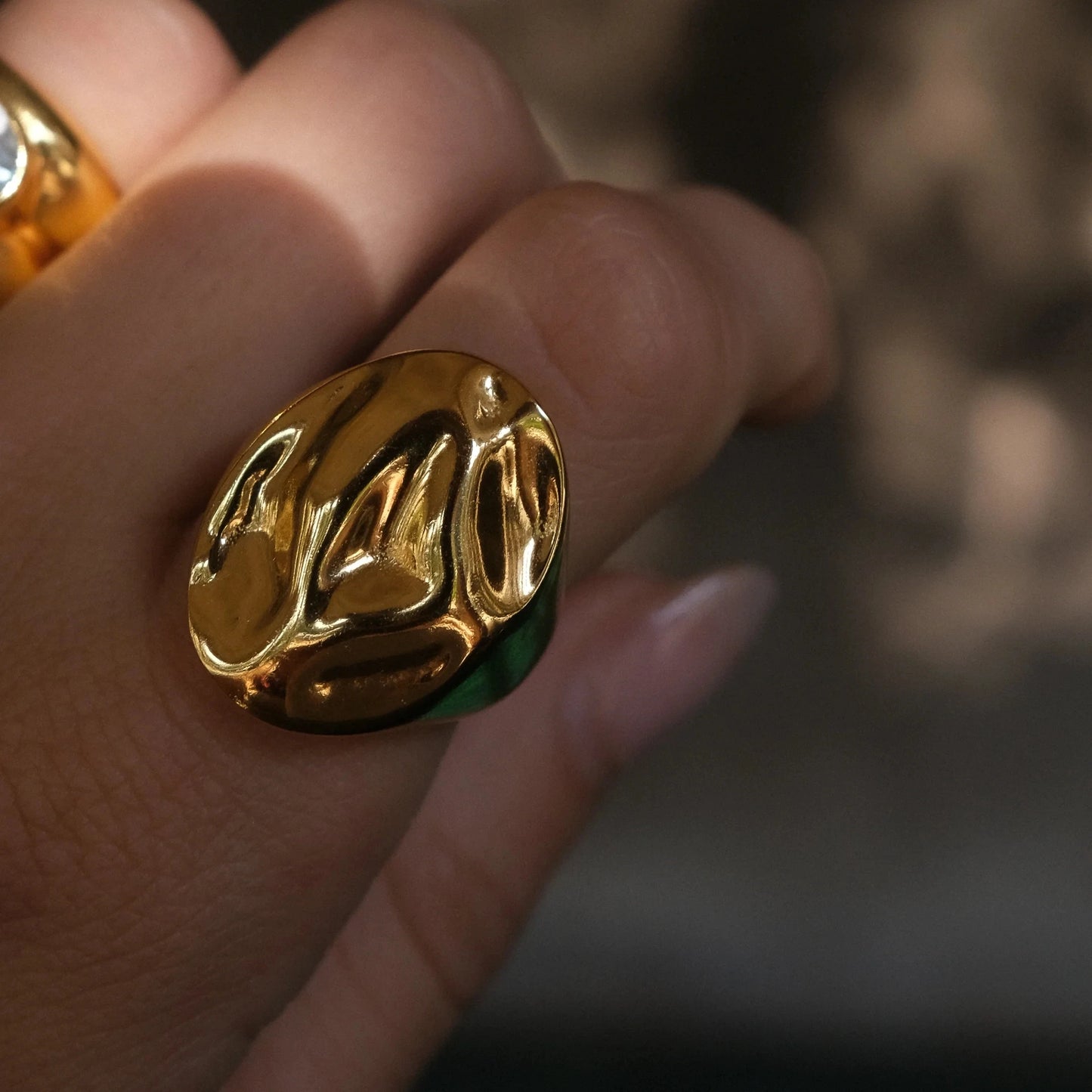 18K Gold Plated Organic Shape Ring