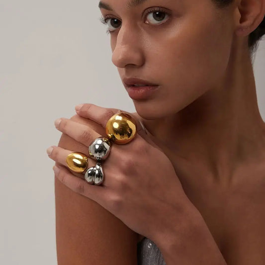 Chunky Unique 18K Gold Plated Rings