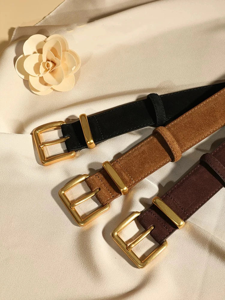 Luxury Suede Cowhide Leather Belt