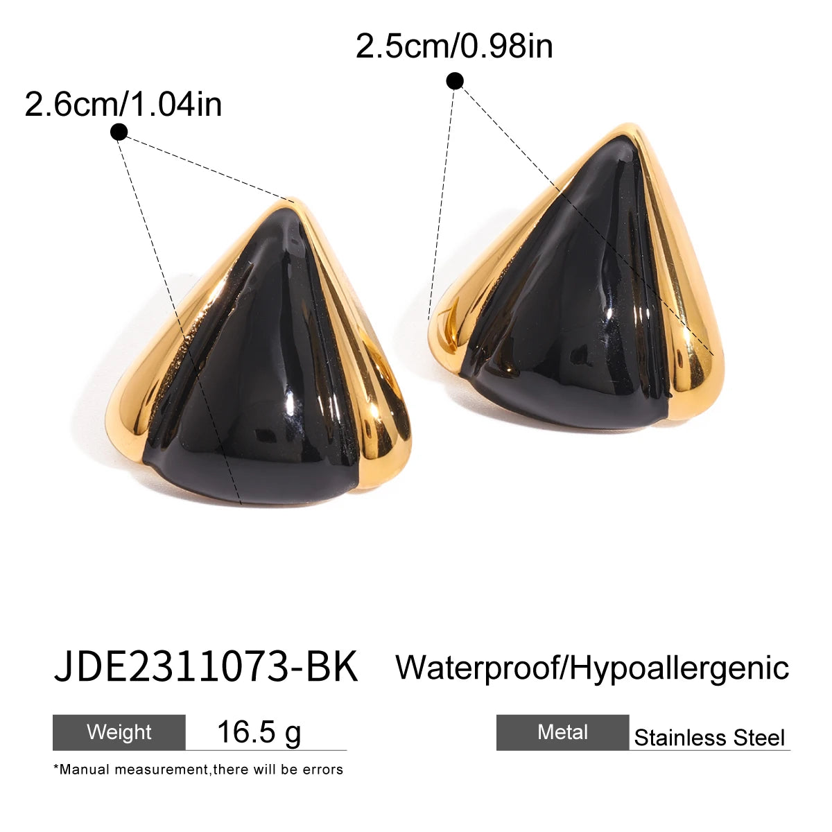 Black Stone Gold Plated Earrings