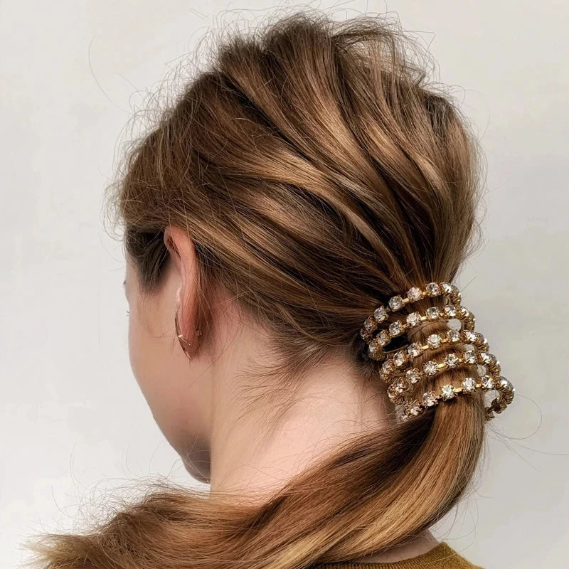 Rhinestone Spiral Crystal Hair Pony Tail Accessory