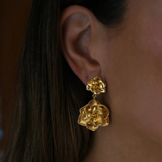 Refined Double Drop Floral Earrings