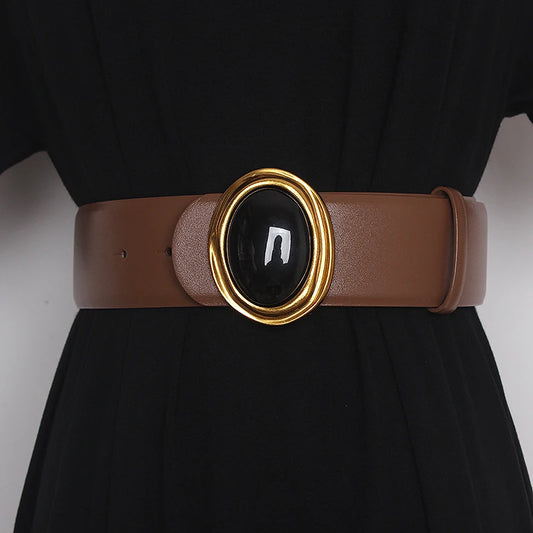 Statement Round Art Decor Buckle Double Side Belt