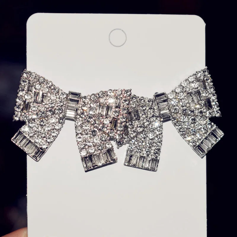 Crystal Rhinestone Bowknot Charm Stud Earrings