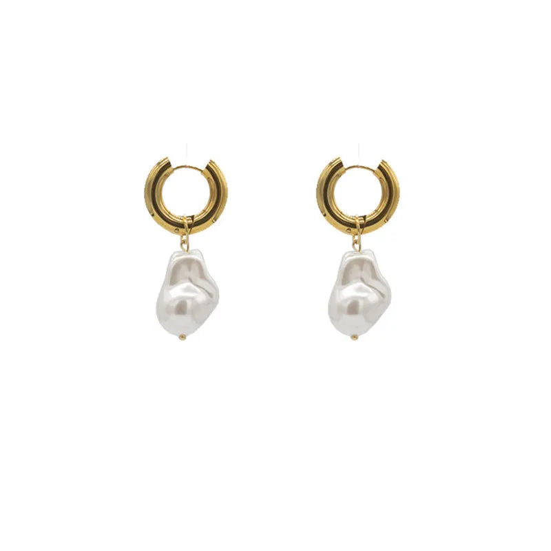 18K Gold Plated Baroque Pearl Dangle Earrings